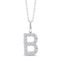 1/3 Ctw Initial 'B' Round Cut Diamond Pendant With Chain in 14K White Gold