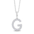 1/3 Ctw Initial 'G' Round Cut Diamond Pendant With Chain in 14K White Gold