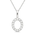 1/3 Ctw Initial 'O' Round Cut Diamond Pendant With Chain in 14K White Gold