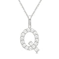 1/3 Ctw Initial 'Q' Round Cut Diamond Pendant With Chain in 14K White Gold