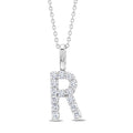 1/3 Ctw Initial 'R' Round Cut Diamond Pendant With Chain in 14K White Gold