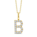 1/3 Ctw Initial 'B' Round Cut Diamond Pendant With Chain in 14K Yellow Gold