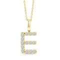 1/3 Ctw Initial 'E' Round Cut Diamond Pendant With Chain in 14K Yellow Gold