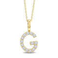 1/3 Ctw Initial 'G' Round Cut Diamond Pendant With Chain in 14K Yellow Gold