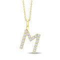 1/3 Ctw Initial 'M' Round Cut Diamond Pendant With Chain in 14K Yellow Gold