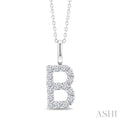 1/3 Ctw Initial 'B' Round Cut Diamond Pendant With Chain in 14K White Gold