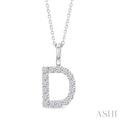 1/3 Ctw Initial 'D' Round Cut Diamond Pendant With Chain in 14K White Gold