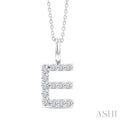 1/3 Ctw Initial 'E' Round Cut Diamond Pendant With Chain in 14K White Gold