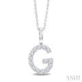 1/3 Ctw Initial 'G' Round Cut Diamond Pendant With Chain in 14K White Gold