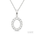 1/3 Ctw Initial 'O' Round Cut Diamond Pendant With Chain in 14K White Gold