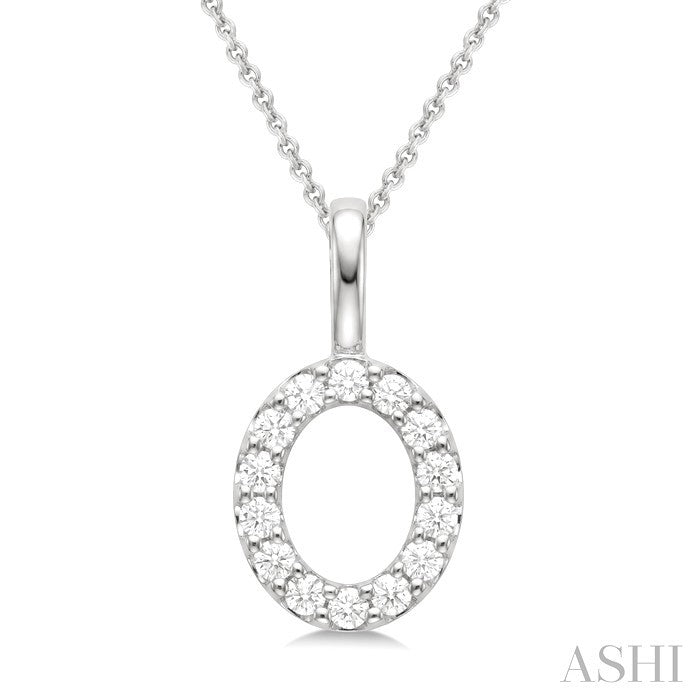 1/3 Ctw Initial 'O' Round Cut Diamond Pendant With Chain in 14K White Gold