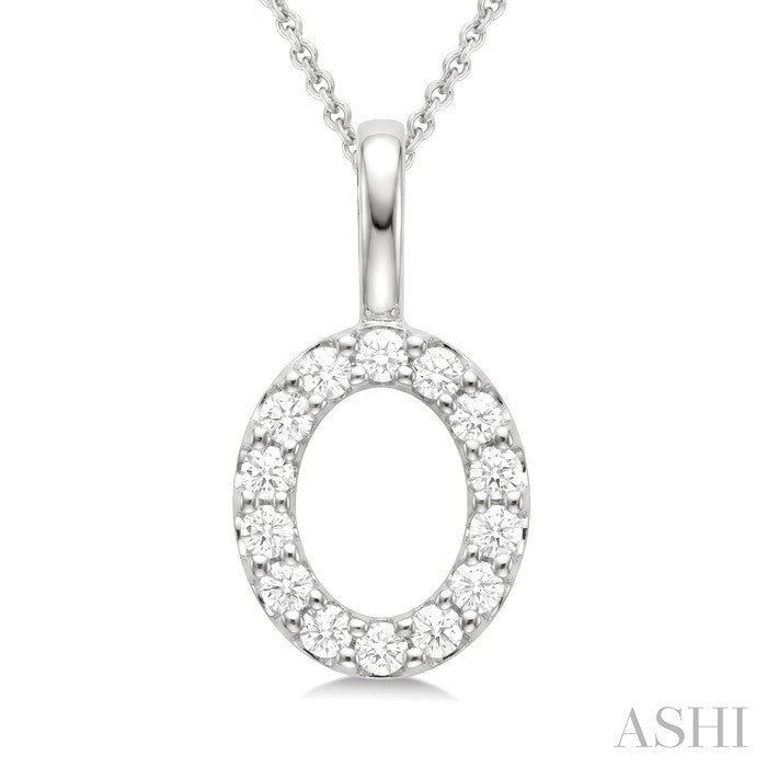 1/3 Ctw Initial 'O' Round Cut Diamond Pendant With Chain in 14K White Gold