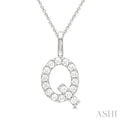 1/3 Ctw Initial 'Q' Round Cut Diamond Pendant With Chain in 14K White Gold
