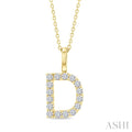 1/3 Ctw Initial 'D' Round Cut Diamond Pendant With Chain in 14K Yellow Gold