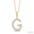 1/3 Ctw Initial 'G' Round Cut Diamond Pendant With Chain in 14K Yellow Gold