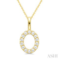 1/3 Ctw Initial 'O' Round Cut Diamond Pendant With Chain in 14K Yellow Gold