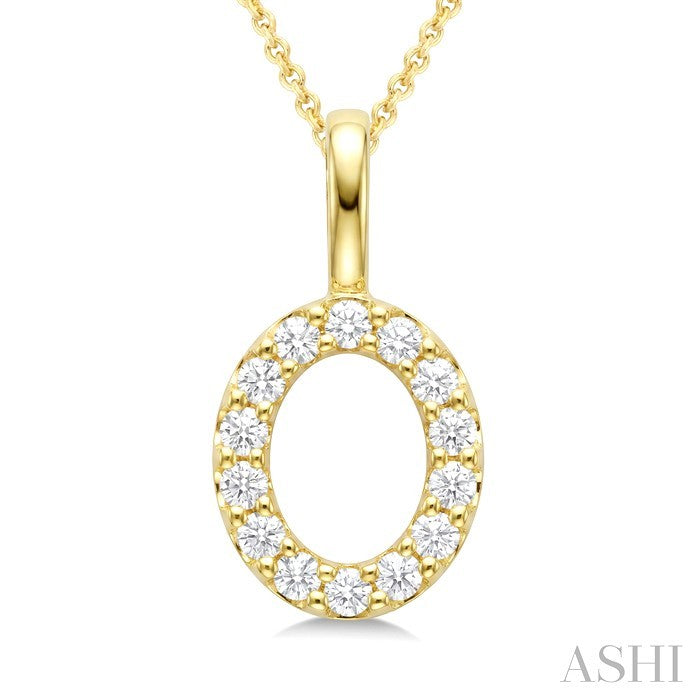 1/3 Ctw Initial 'O' Round Cut Diamond Pendant With Chain in 14K Yellow Gold