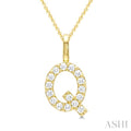 1/3 Ctw Initial 'Q' Round Cut Diamond Pendant With Chain in 14K Yellow Gold