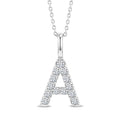 1/4 Ctw Initial 'A' Round Cut Diamond Pendant With Chain in 14K White Gold