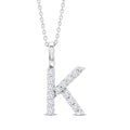 1/4 Ctw Initial 'K' Round Cut Diamond Pendant With Chain in 14K White Gold