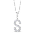 1/4 Ctw Initial 'S' Round Cut Diamond Pendant With Chain in 14K White Gold