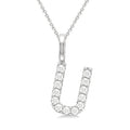 1/4 Ctw Initial 'U' Round Cut Diamond Pendant With Chain in 14K White Gold