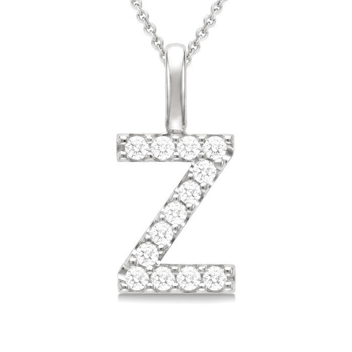 1/4 Ctw Initial 'Z' Round Cut Diamond Pendant With Chain in 14K White Gold