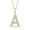 1/4 Ctw Initial 'A' Round Cut Diamond Pendant With Chain in 14K Yellow Gold