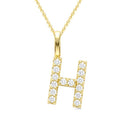 1/4 Ctw Initial 'H' Round Cut Diamond Pendant With Chain in 14K Yellow Gold