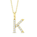 1/4 Ctw Initial 'K' Round Cut Diamond Pendant With Chain in 14K Yellow Gold