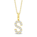 1/4 Ctw Initial 'S' Round Cut Diamond Pendant With Chain in 14K Yellow Gold