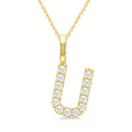 1/4 Ctw Initial 'U' Round Cut Diamond Pendant With Chain in 14K Yellow Gold
