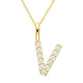1/4 Ctw Initial 'V' Round Cut Diamond Pendant With Chain in 14K Yellow Gold