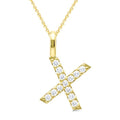 1/4 Ctw Initial 'X' Round Cut Diamond Pendant With Chain in 14K Yellow Gold