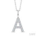 1/4 Ctw Initial 'A' Round Cut Diamond Pendant With Chain in 14K White Gold