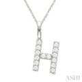 1/4 Ctw Initial 'H' Round Cut Diamond Pendant With Chain in 14K White Gold