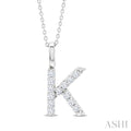 1/4 Ctw Initial 'K' Round Cut Diamond Pendant With Chain in 14K White Gold