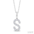 1/4 Ctw Initial 'S' Round Cut Diamond Pendant With Chain in 14K White Gold