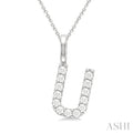 1/4 Ctw Initial 'U' Round Cut Diamond Pendant With Chain in 14K White Gold