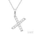 1/4 Ctw Initial 'X' Round Cut Diamond Pendant With Chain in 14K White Gold