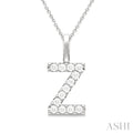 1/4 Ctw Initial 'Z' Round Cut Diamond Pendant With Chain in 14K White Gold