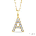 1/4 Ctw Initial 'A' Round Cut Diamond Pendant With Chain in 14K Yellow Gold