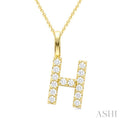 1/4 Ctw Initial 'H' Round Cut Diamond Pendant With Chain in 14K Yellow Gold