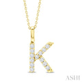 1/4 Ctw Initial 'K' Round Cut Diamond Pendant With Chain in 14K Yellow Gold