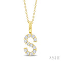 1/4 Ctw Initial 'S' Round Cut Diamond Pendant With Chain in 14K Yellow Gold