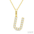1/4 Ctw Initial 'U' Round Cut Diamond Pendant With Chain in 14K Yellow Gold