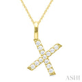 1/4 Ctw Initial 'X' Round Cut Diamond Pendant With Chain in 14K Yellow Gold