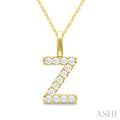 1/4 Ctw Initial 'Z' Round Cut Diamond Pendant With Chain in 14K Yellow Gold