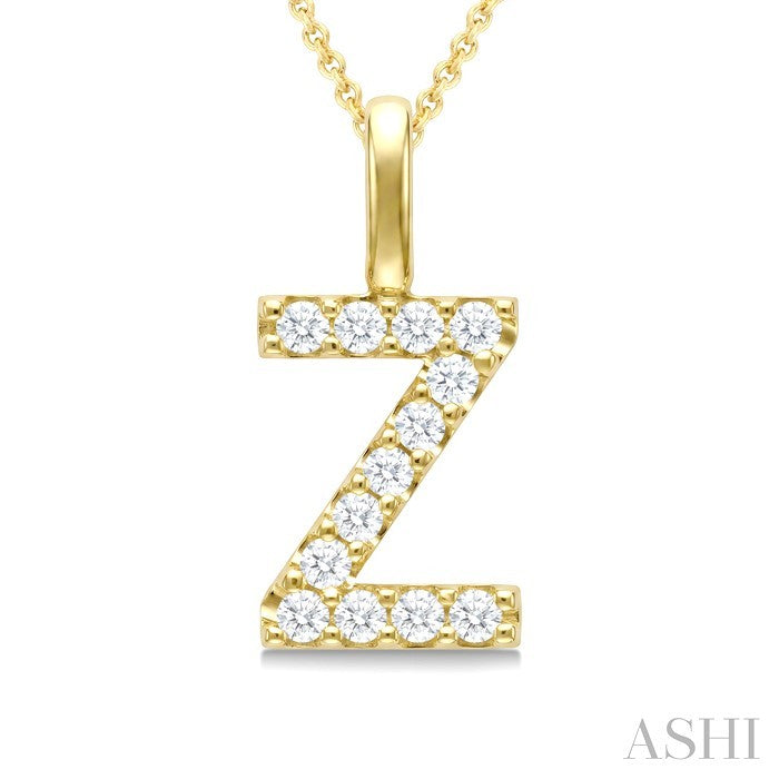 1/4 Ctw Initial 'Z' Round Cut Diamond Pendant With Chain in 14K Yellow Gold