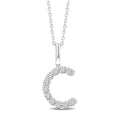 1/5 Ctw Initial 'C' Round Cut Diamond Pendant With Chain in 14K White Gold